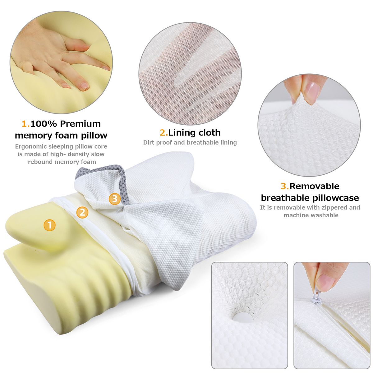 Memory Foam Cervical Pillow Ergonomic Orthopedic-Memory Foam Pillow