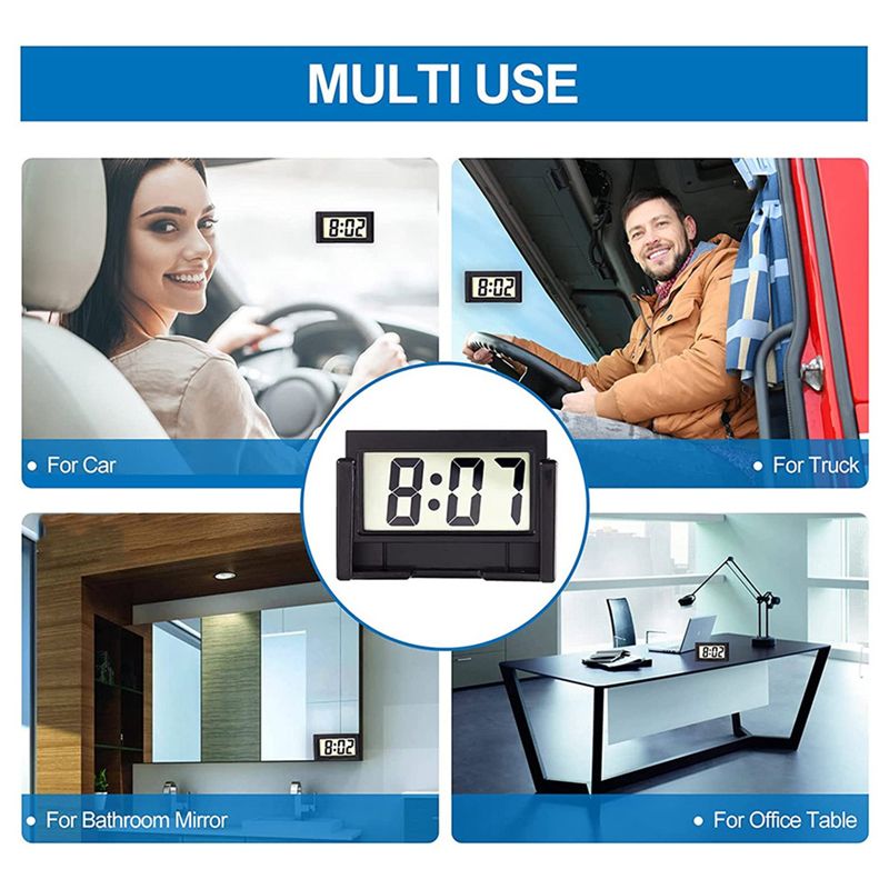 Small Digital Car Dashboard Clock Battery Operated Big
