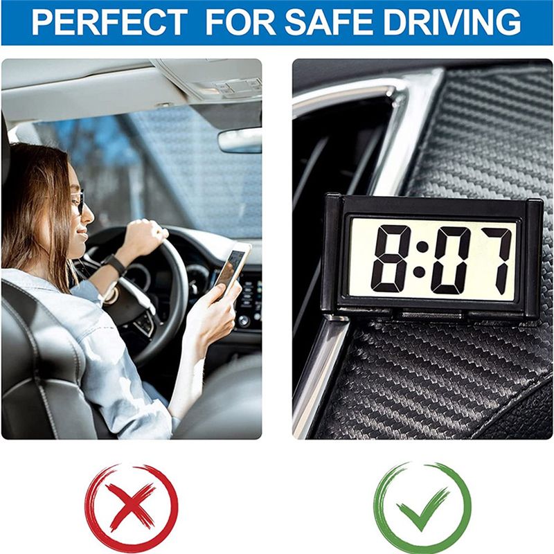Small Digital Car Dashboard Clock Battery Operated Big