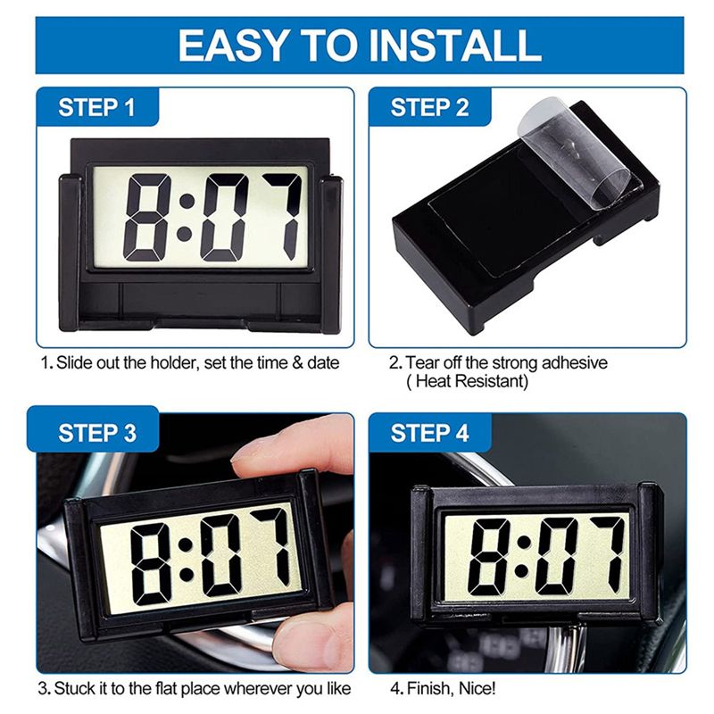 Small Digital Car Dashboard Clock Battery Operated Big