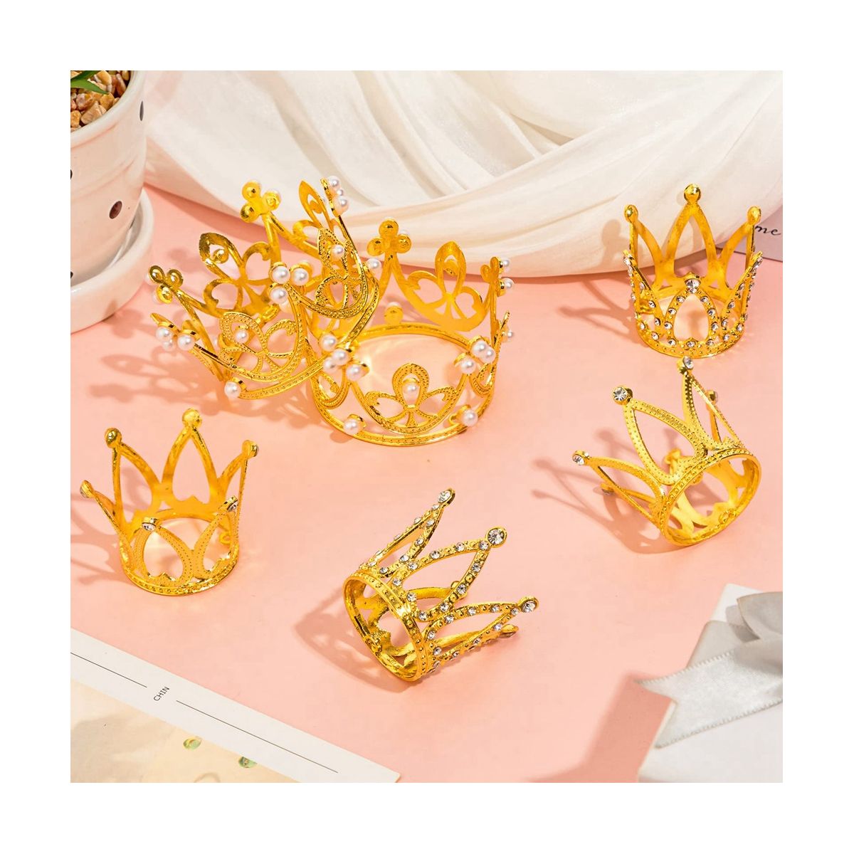 15Pcs Crown Cake Topper, Mini Baby Cupcake Crowns for