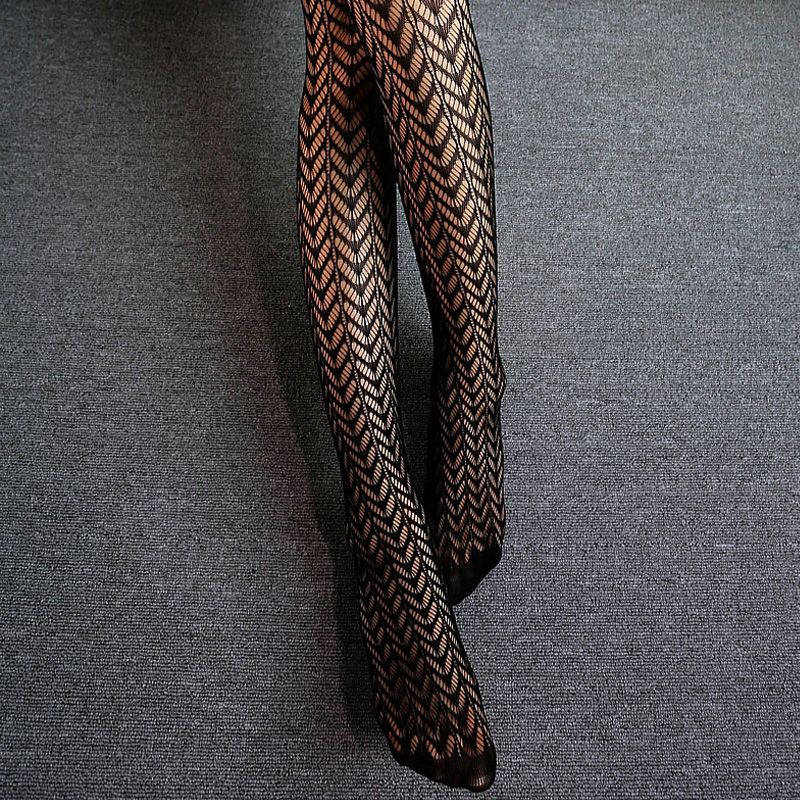 Sexy Lingerie Stockings Black Fishnet Jacquard Stocking Pantyhose Tights WK02