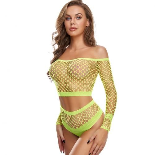Sexy Women Fishnet Bodystockings Open Jumpsuit 23 Green
