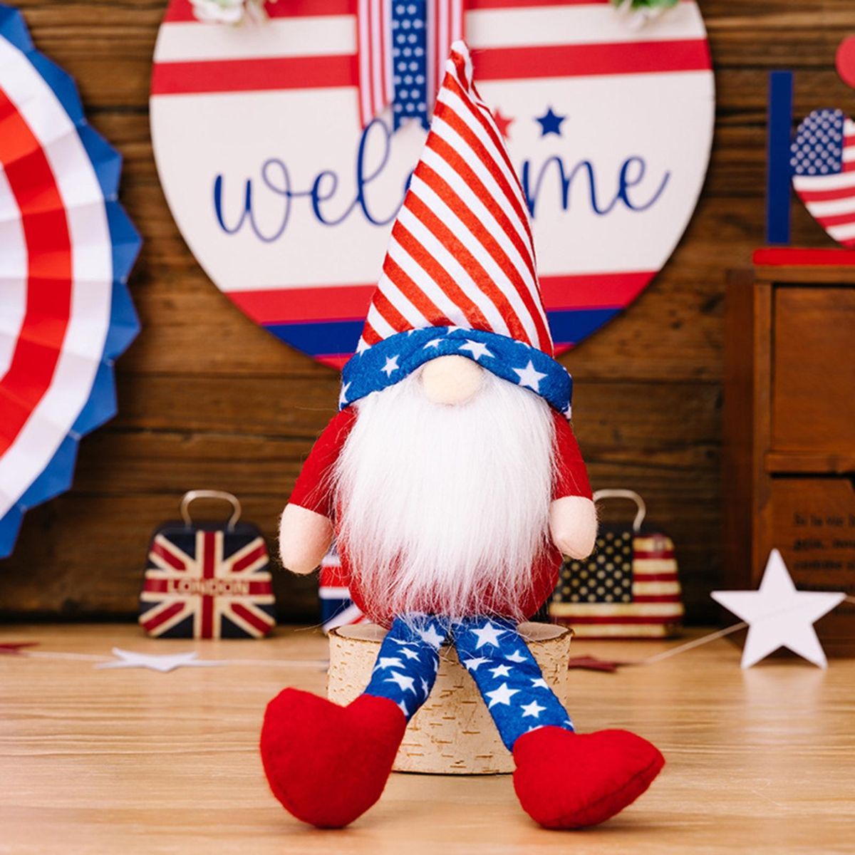 Gnome Doll 4th of July Patriotic Faceless Gnome Doll Red