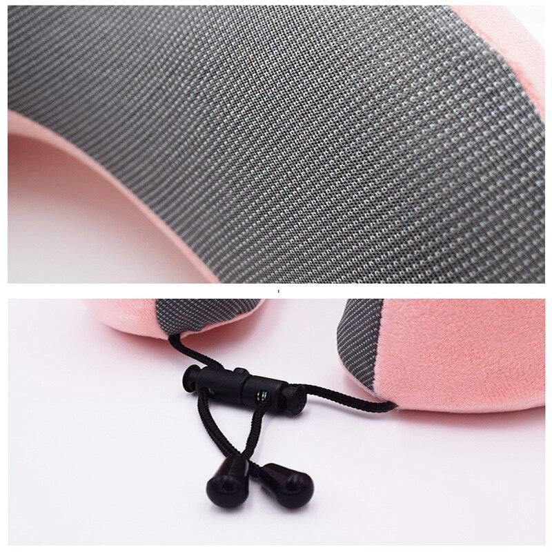 U-Shape Travel Pillow Pure Memory Foam Neck Pillow for Airplane Office Nap Cervical Pillows Flight Sleeping Head Neck Support