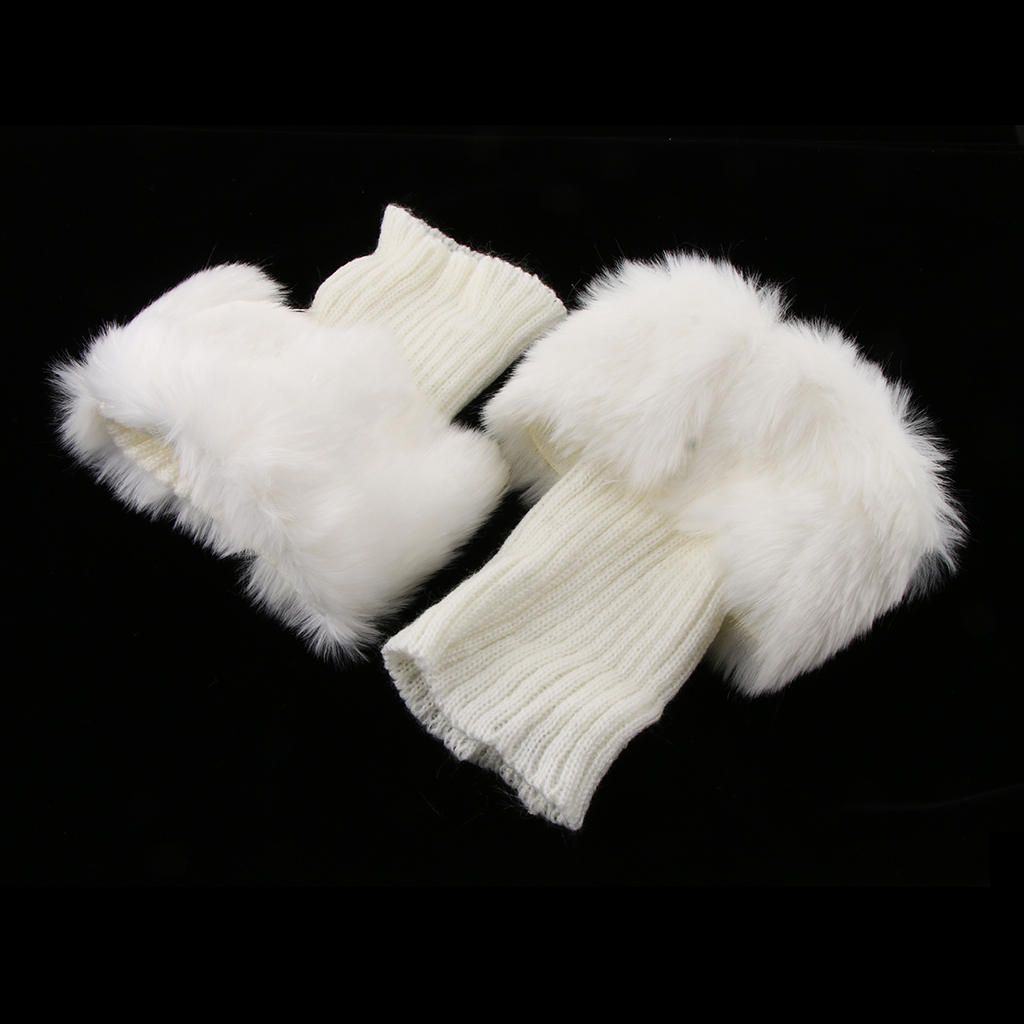 Fluffy Knit Boots Cuff  Trim Toppers Leg Warmer Boot Sock White