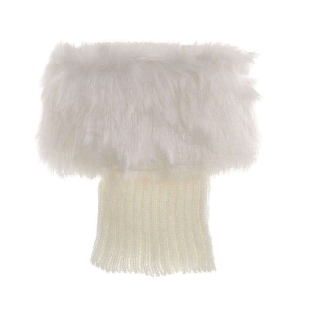 Fluffy Knit Boots Cuff  Trim Toppers Leg Warmer Boot Sock White