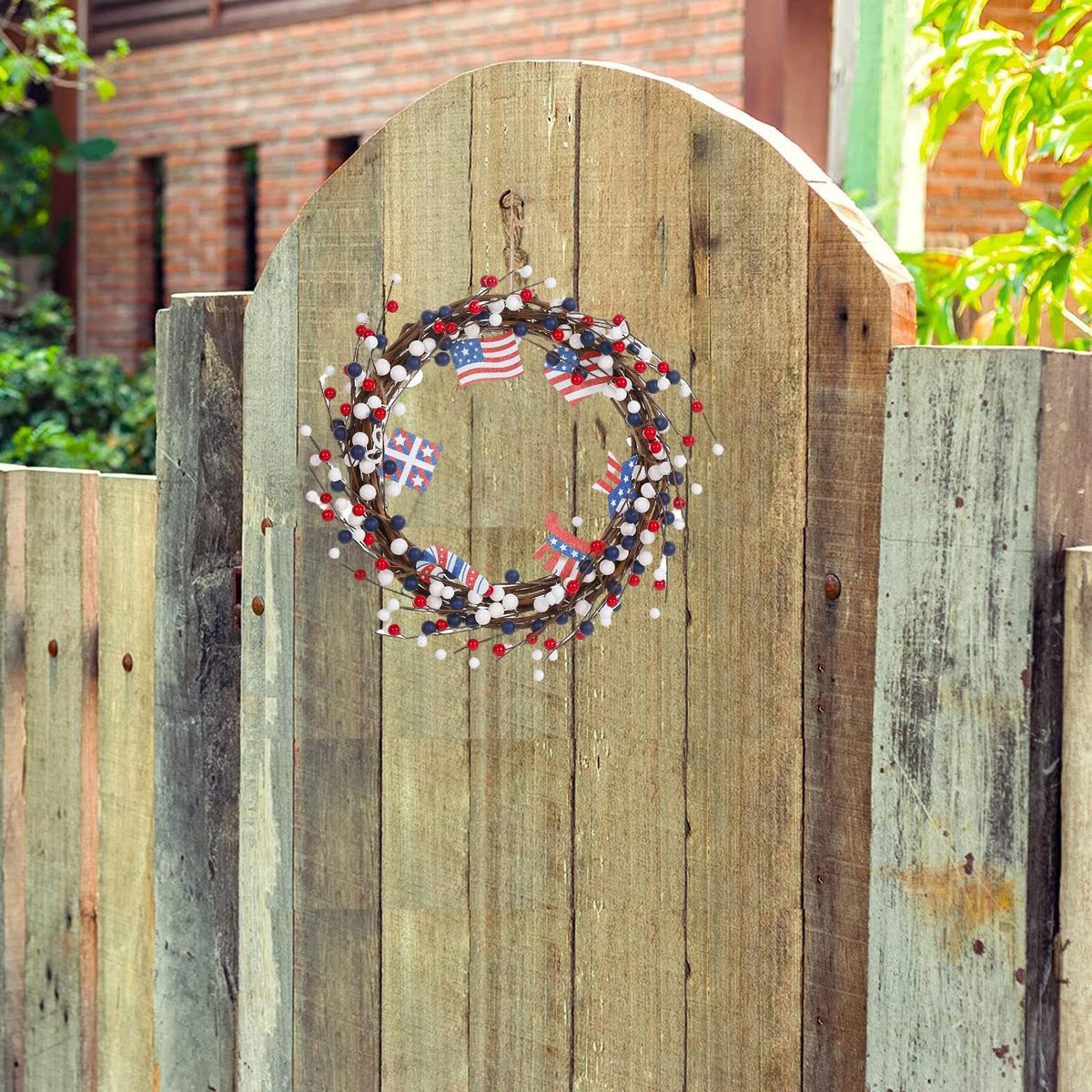 Door Garland American Independence Day Flag Wreath Pendant Blue and Red