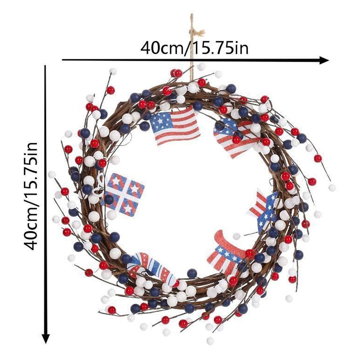 Door Garland American Independence Day Flag Wreath Pendant Blue and Red