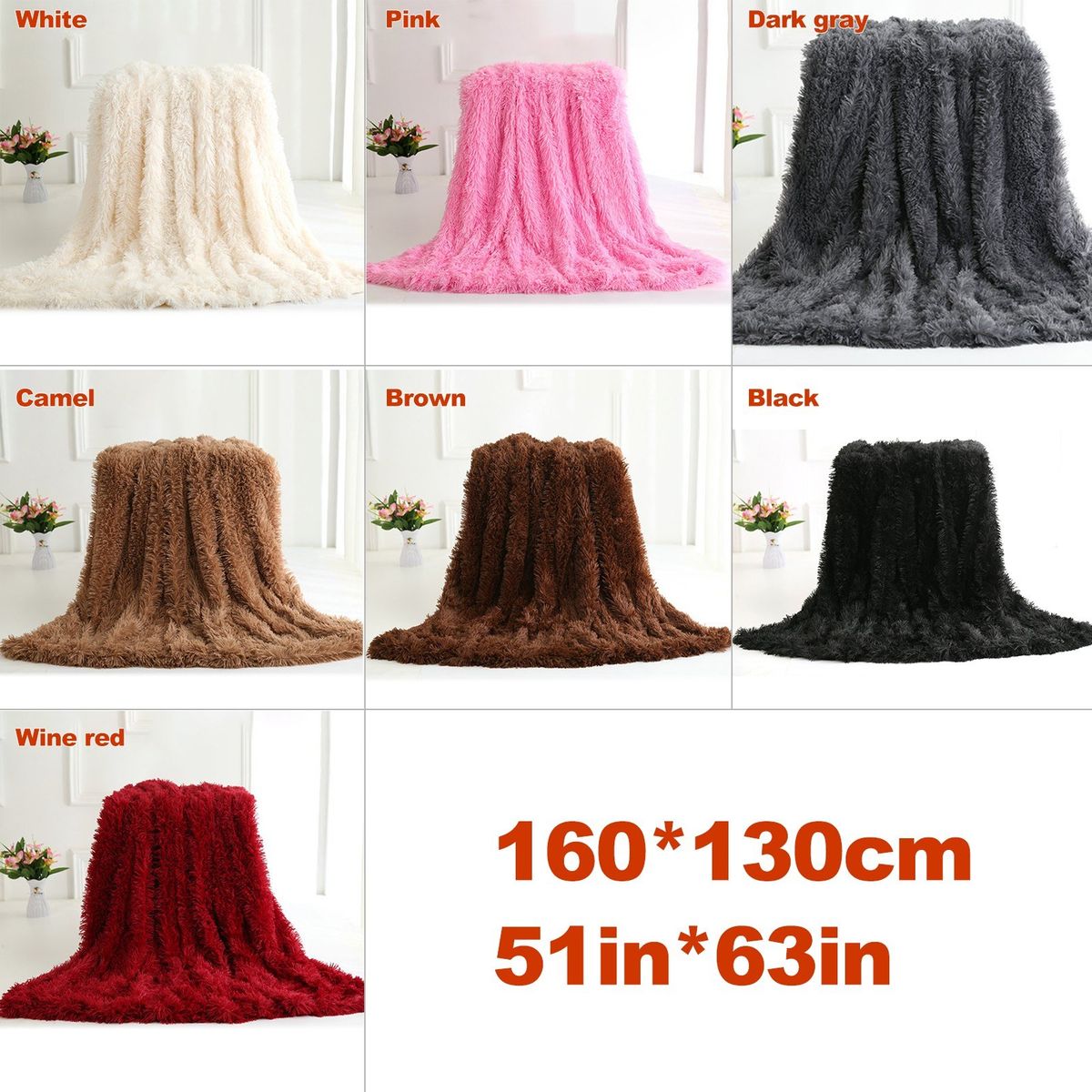 Long Fur Throw Blanket Super Soft Long Shaggy Faux Fur