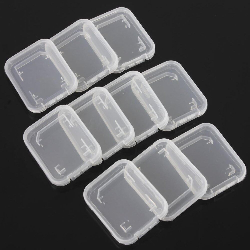 10PCS Transparent Standard SD SDHC Memory Card Case Holder Box Storage Set