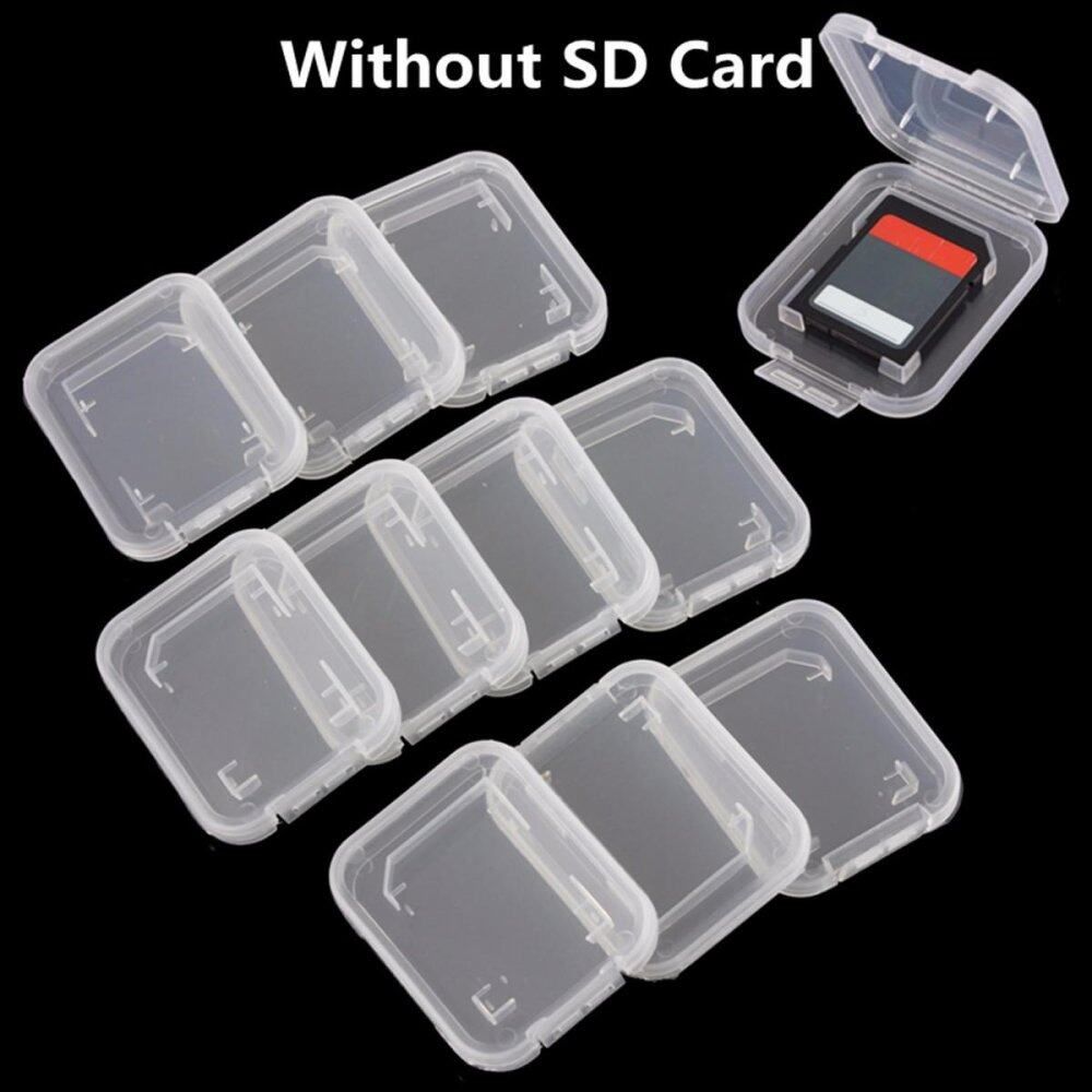 10PCS Transparent Standard SD SDHC Memory Card Case Holder Box Storage Set