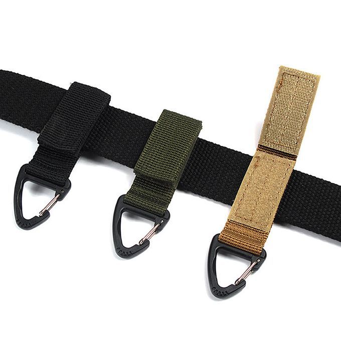 Outdoor Hiking Nylon Webbing Backpack Triangular Hanging Hook Black