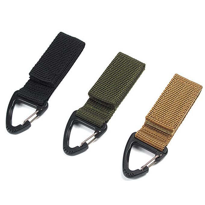 Outdoor Hiking Nylon Webbing Backpack Triangular Hanging Hook Black