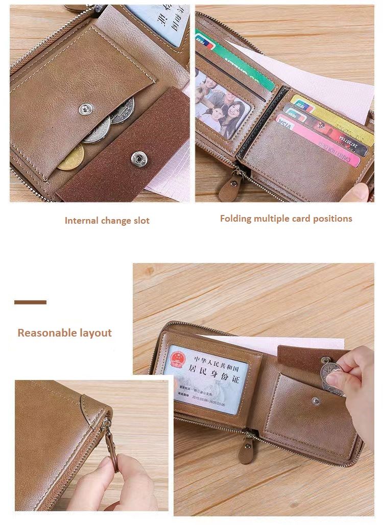 New Men Pu Leather Short Wallets Card Holder Multfunction