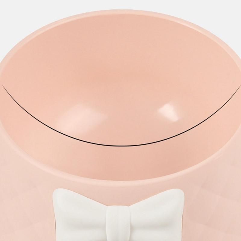 Pink Pet Dog Feeding Food Bowls Shock-Proof Bowknot Decor