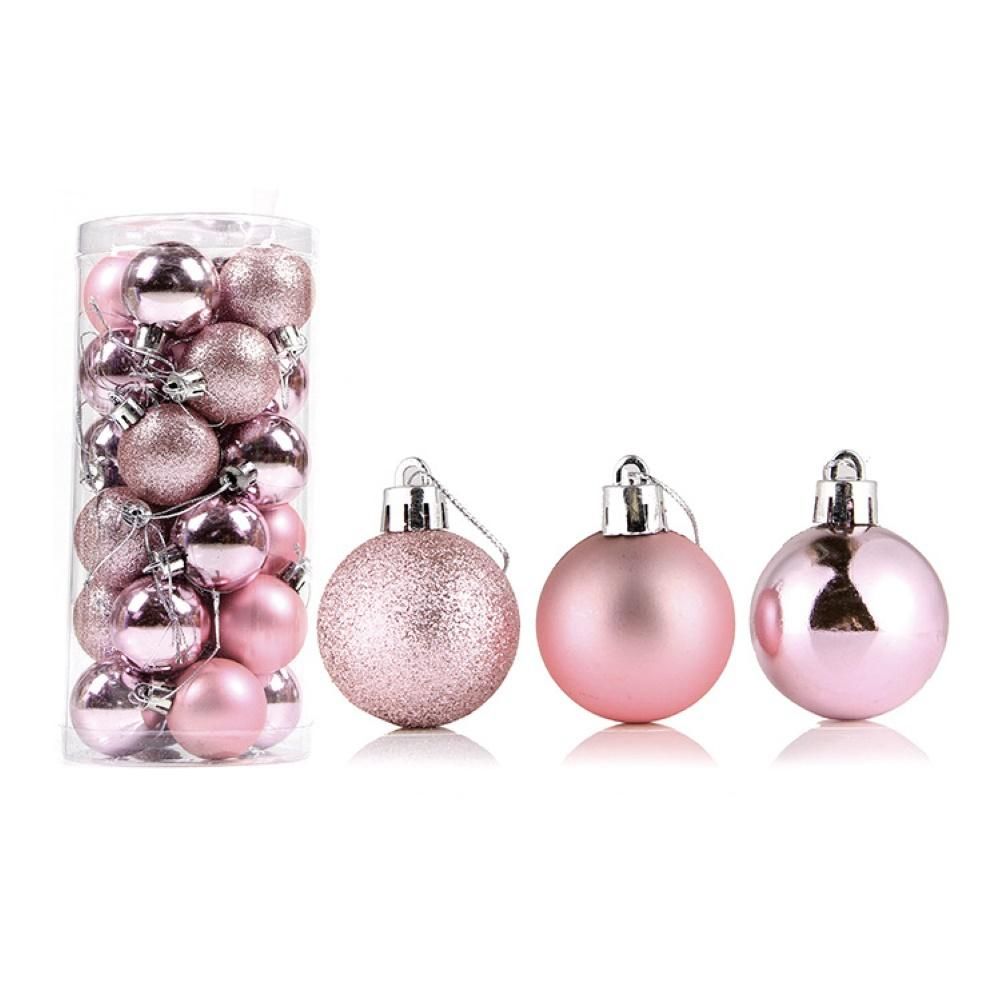 24Pcs 4/6/8cm Christmas Ball Ornament Baubles-Rose Gold