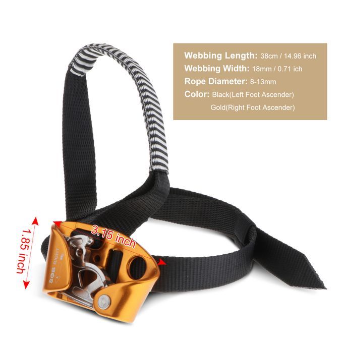 Fall Arrest Left  Right Foot Ascender For 813mm Rope Rock Climbing