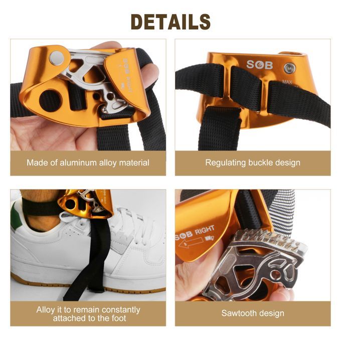 Fall Arrest Left  Right Foot Ascender For 813mm Rope Rock Climbing