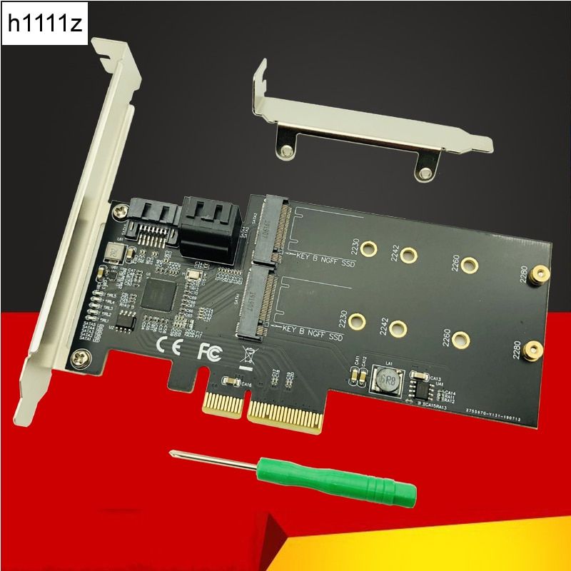 SATA Raid Controller SATA Raid M.2 PCI Express Raid Card 2Port SATA3.0 6Gbps + 2Port M.2  SSD B Key