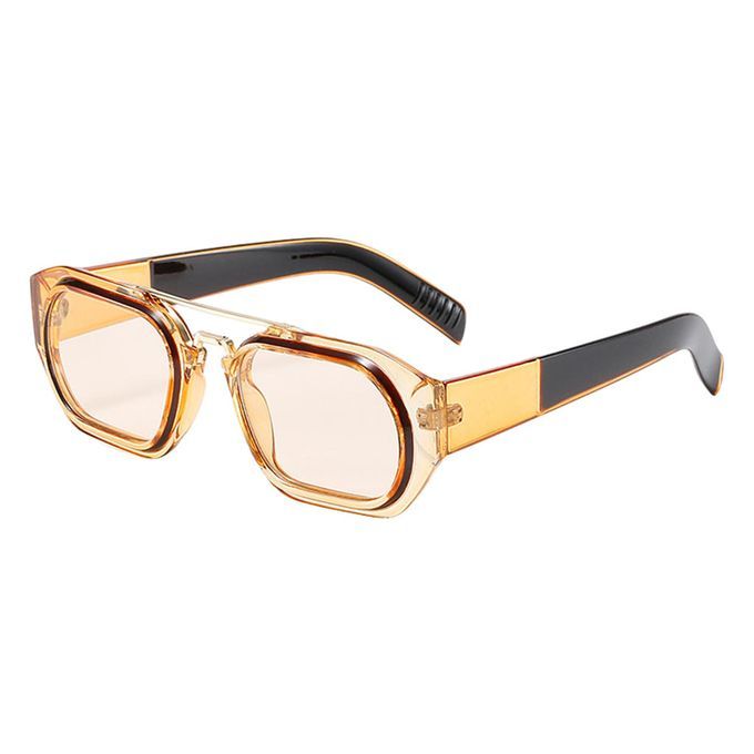 Trendy Shape Beam Rectangle Sun Glasses Traveling Vacation Black Tawny
