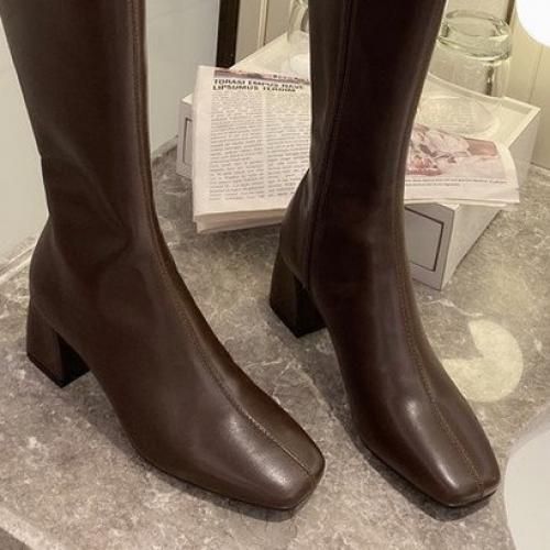 Women's Boots Casual Zipper Square Toe Boots