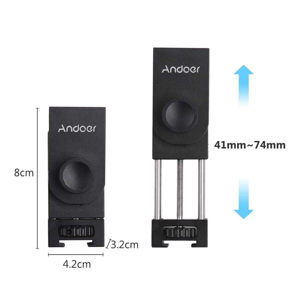 Andoer All Metal Phone Holder Tripod Mount Adapter with Cold Shoe Mounting Microphone LED Video Light Support Vertical and Horizontal Modes