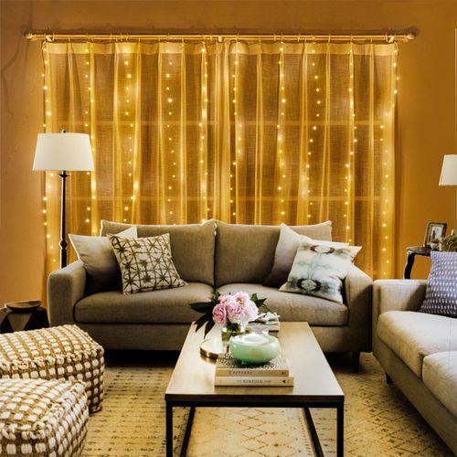 Curtain Lights 9.8X9.8Ft 300 LED USB-Powered Fairy Lights