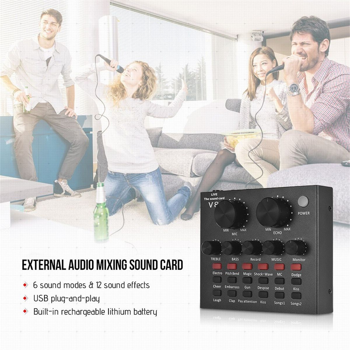 External Audio Mixing Sound Card USB Audio Interface With Multiple Sound 90db Internet Celebrity/youtuber Streamer Mixing Sound Card