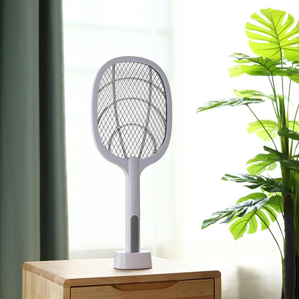 Electric Bug Zapper Racket, Mosquito Killer, Fruit Fly Swatter Zap, Two-In-One USB Rechargeable Electronic Swatter Pest Control, LED Lighting Lamp, 3 Layer Safety Mesh Safe to Touch