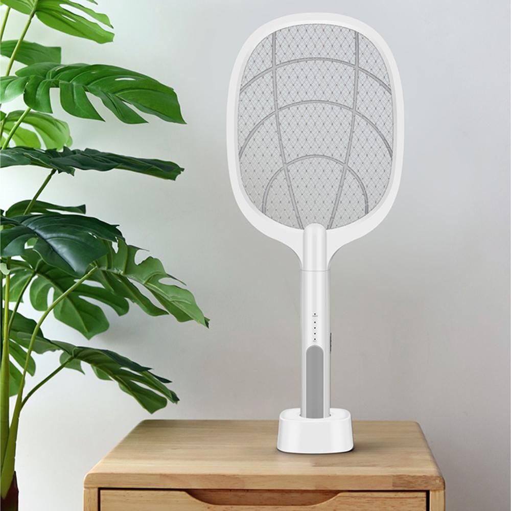 Electric Bug Zapper Racket, Mosquito Killer, Fruit Fly Swatter Zap, Two-In-One USB Rechargeable Electronic Swatter Pest Control, LED Lighting Lamp, 3 Layer Safety Mesh Safe to Touch