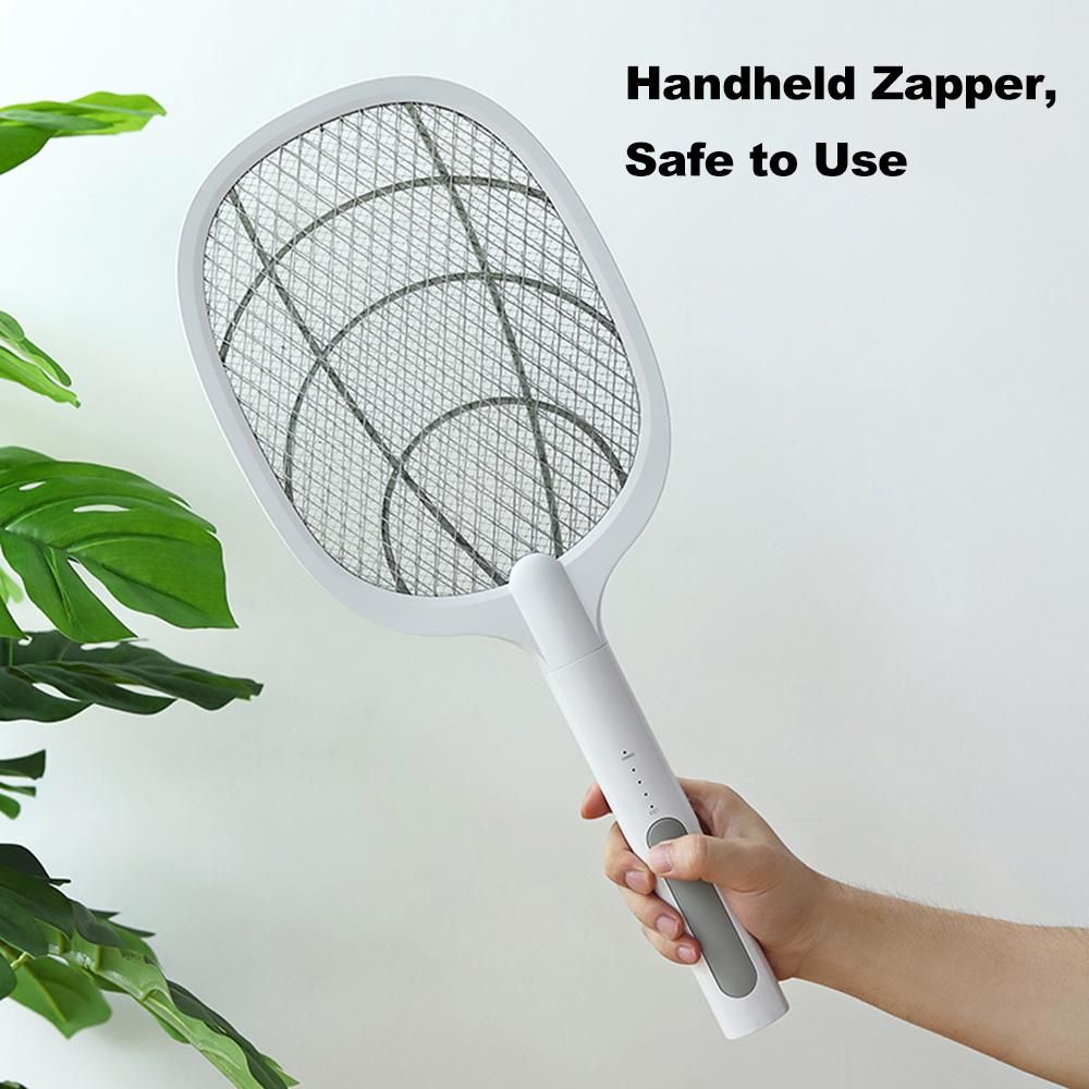 Electric Bug Zapper Racket, Mosquito Killer, Fruit Fly Swatter Zap, Two-In-One USB Rechargeable Electronic Swatter Pest Control, LED Lighting Lamp, 3 Layer Safety Mesh Safe to Touch