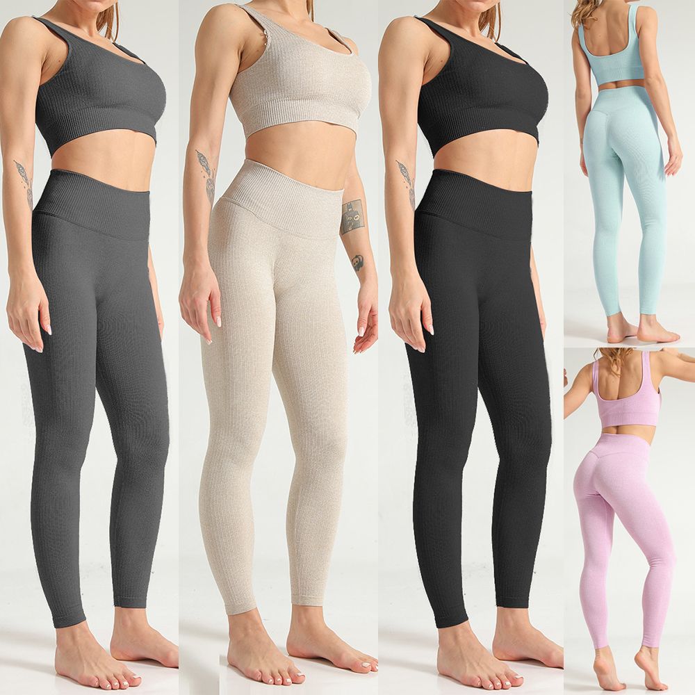 Women Fitness Sets Bra Crop Top + Pants Quickly-dry Yoga Gym