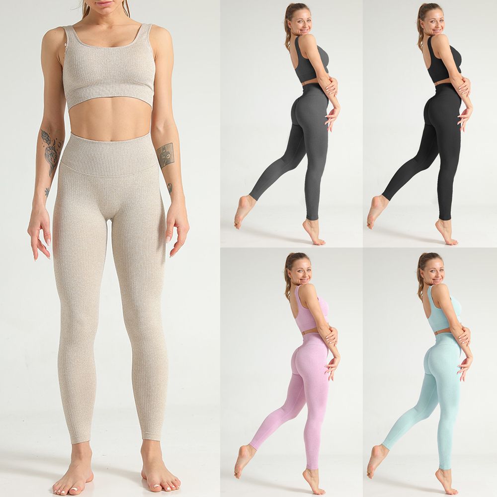 Women Fitness Sets Bra Crop Top + Pants Quickly-dry Yoga Gym