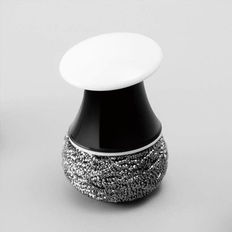 Home Kitchen Mushroom Shape Ergonomic Handle Durable Steel Wool Cooking Pot Pan Cleaning Brush White (white)