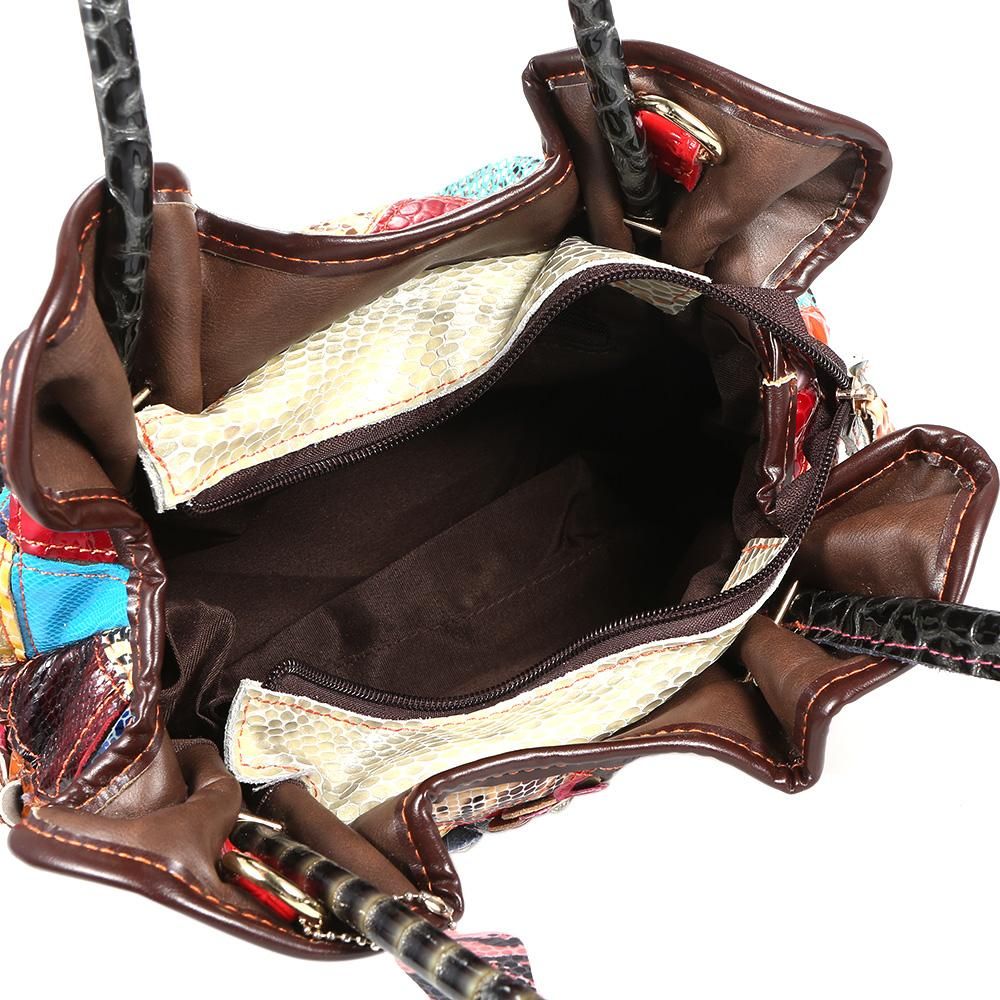 Snake Plaid Flower Stitching Contrast Color Handbag Fashion Handbag Colorful Stitching Shoulder Diagonal Woman Bag