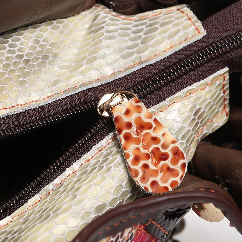 Snake Plaid Flower Stitching Contrast Color Handbag Fashion Handbag Colorful Stitching Shoulder Diagonal Woman Bag