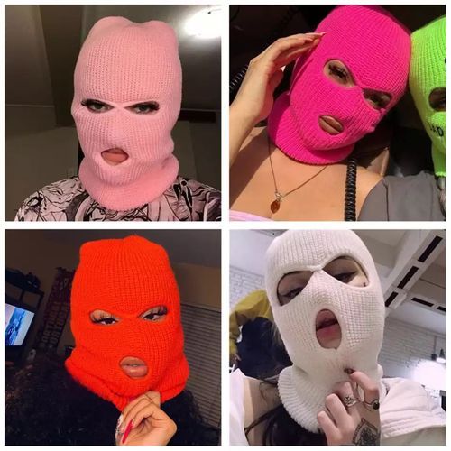 4-Piece Luxurious Wool Three-Hole Knit Hat Mask