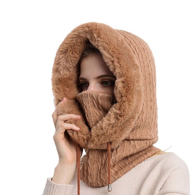Mink Fur Hat Winter Women Thicken Warm Cap Hooded Girl Outdoor Ski Hat