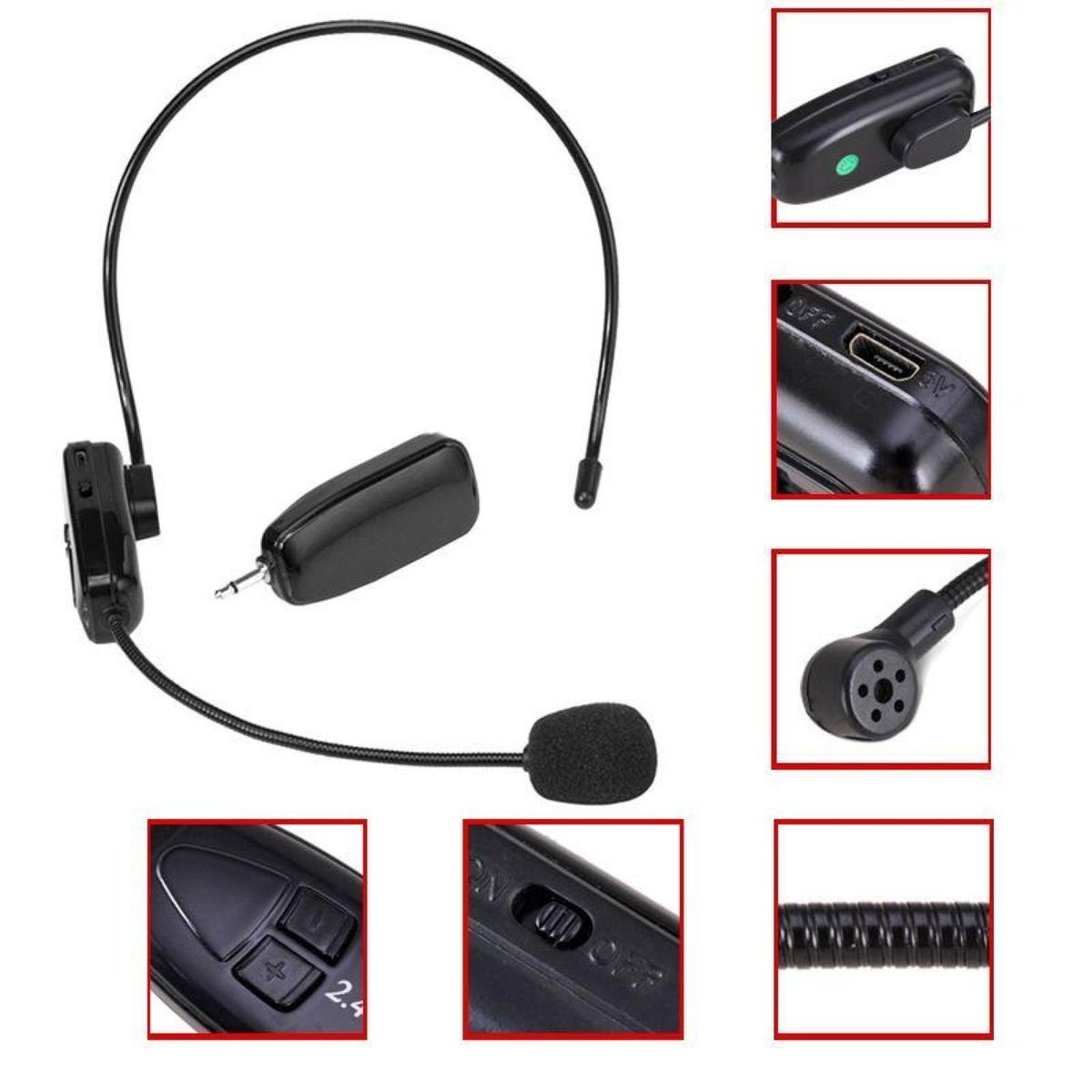 Upgrade 2.4G Wireless Microphone Speech Headset Megaphone Radio Loud Mic BDZ