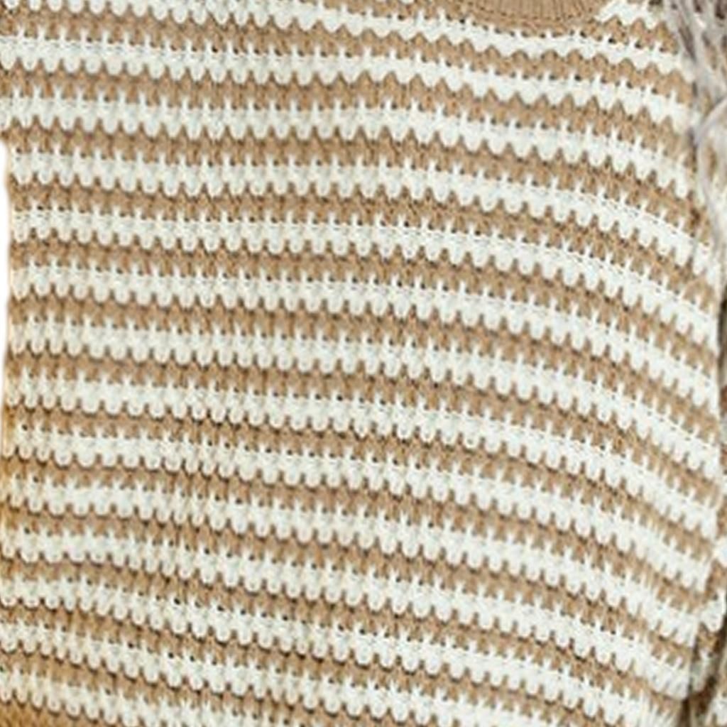 Womens Winter V Neck Tops Knitted Ladies Casual Sweater Jumper Khaki L