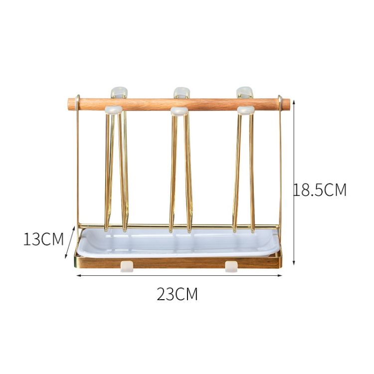 Kitchen Shelf Metal Cup Holder With Tray