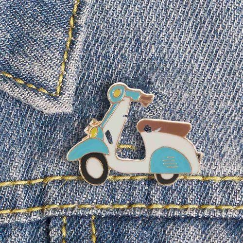 Cartoon Motorcycle Locomotive Brooch Pin Enamel Icon Pin