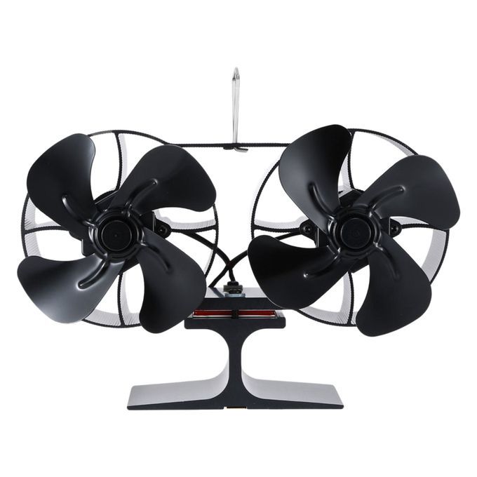 Heat Powered Stove Fan Auto-Sensing Eco Friendly Double-head 4 Blades