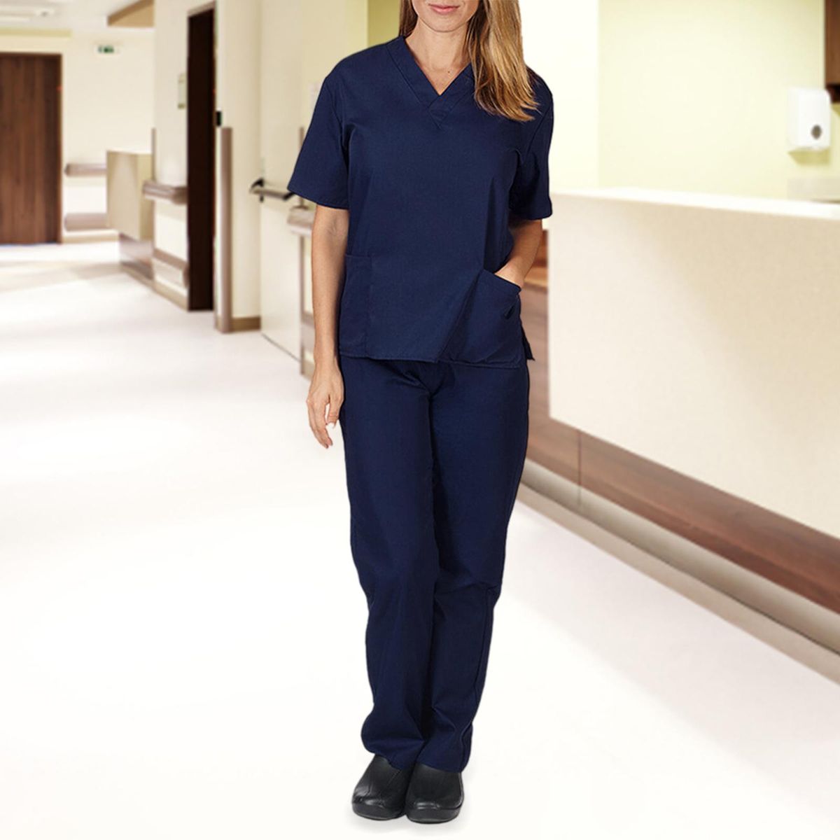 Unisex Nursing Work Scrub V Neck  Care Navy Blue S