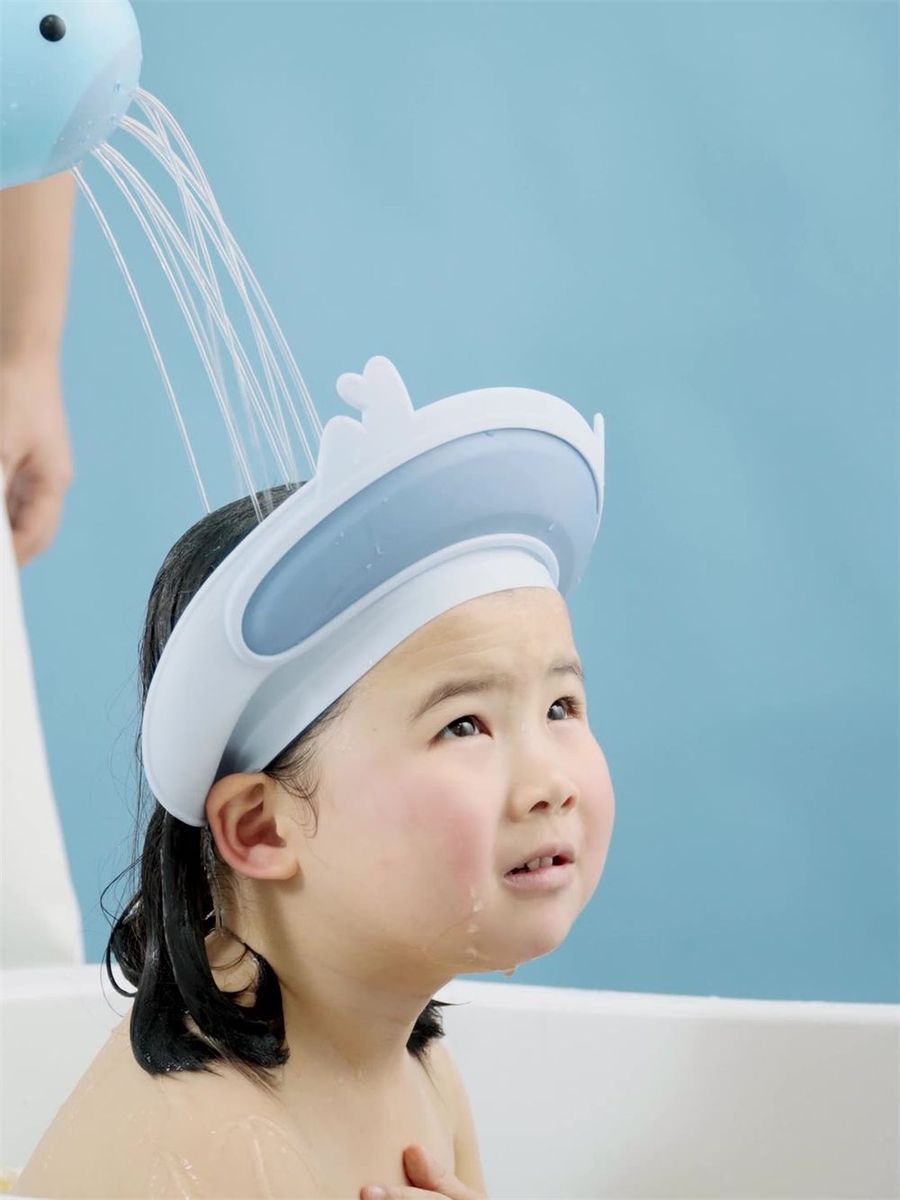 1PC Multi-function Waterproof Baby Shower Caps Convenient Folding Shampoo Hat Widened Brim Wash Hair Shield Boys Girls Baby Tool Pink-A