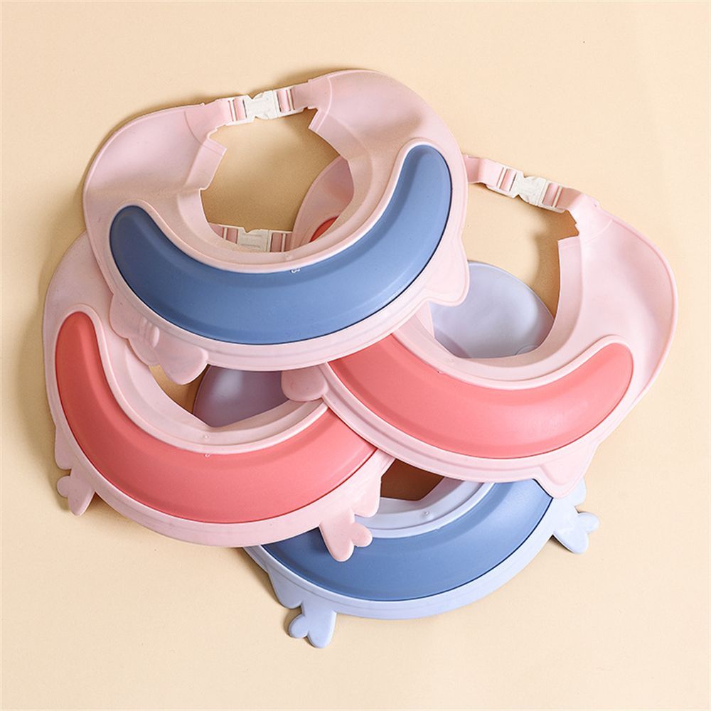 1PC Multi-function Waterproof Baby Shower Caps Convenient Folding Shampoo Hat Widened Brim Wash Hair Shield Boys Girls Baby Tool Pink-A