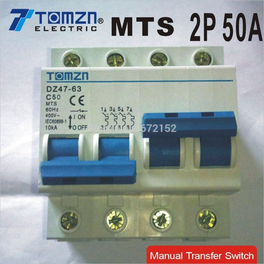 Switch 50A 2P Transfer MTS Power Dual Circuit Manual