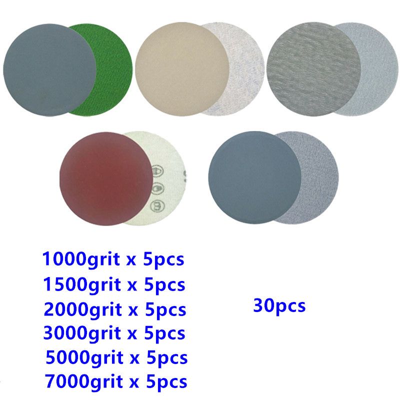 30pcs 3 Inch 75mm Round Wet Dry Sandpaper Disk San