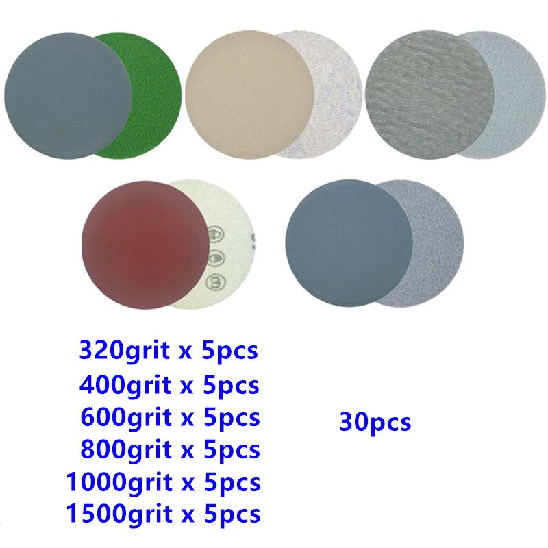 30pcs 3 Inch 75mm Round Wet Dry Sandpaper Disk San